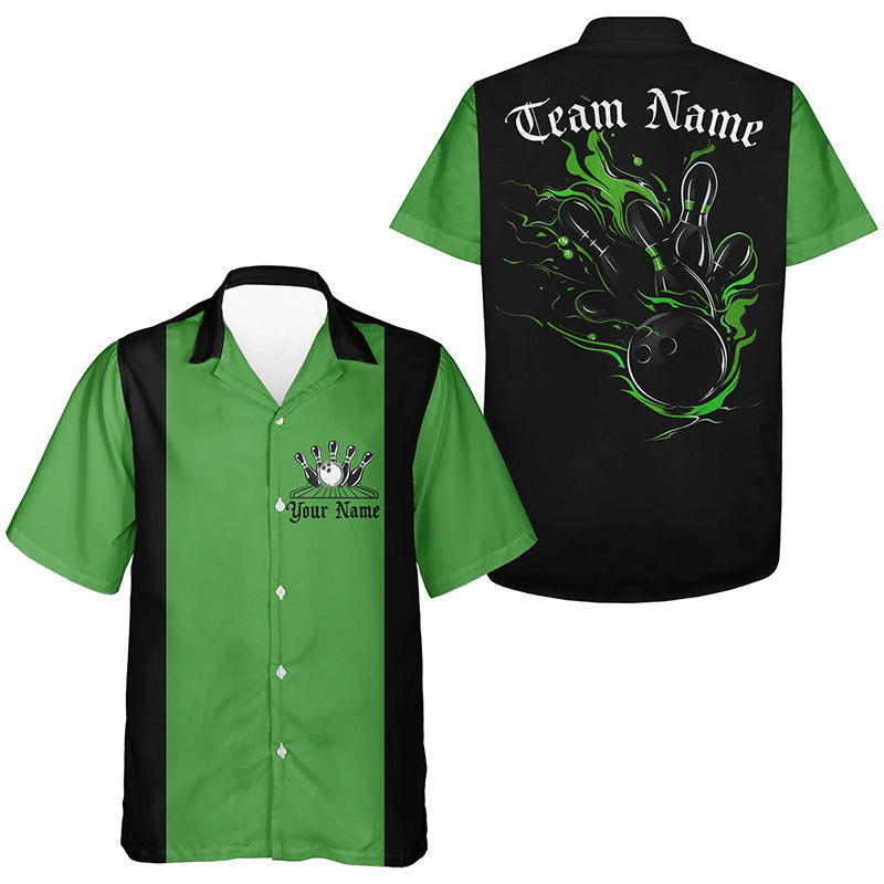 Custom Vintage Flame Bowling Shirts And, Retro Hawaiian Bowling Shirt