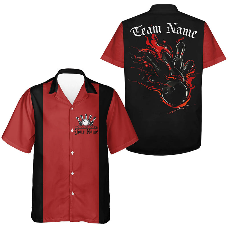 Custom Vintage Flame Bowling Shirts And, Retro Hawaiian Bowling Shirt