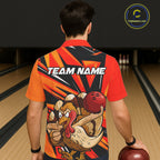 Custom Funny Turkey Bowling Shirts, Orange Thanksgiving Bowling Shirt Team Uniform