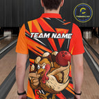 Custom Funny Turkey Bowling Shirts, Orange Thanksgiving Bowling Shirt Team Uniform