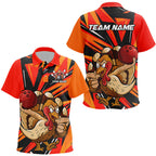 Custom Funny Turkey Bowling Shirts, Orange Thanksgiving Bowling Shirt Team Uniform