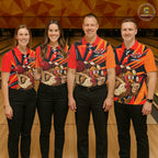 Custom Funny Turkey Bowling Shirts, Orange Thanksgiving Bowling Shirt Team Uniform
