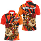 Custom Funny Turkey Bowling Shirts, Orange Thanksgiving Bowling Shirt Team Uniform