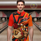 Custom Funny Turkey Bowling Shirts, Orange Thanksgiving Bowling Shirt Team Uniform