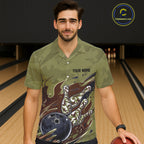 Custom Military Camo And Bowling Shirt, Patriotic Veteran Flame Camouflage Team Shirt