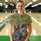 Custom Military Camo Bowling Polo Shirts, Patriotic Veteran Bowling Team Shirt