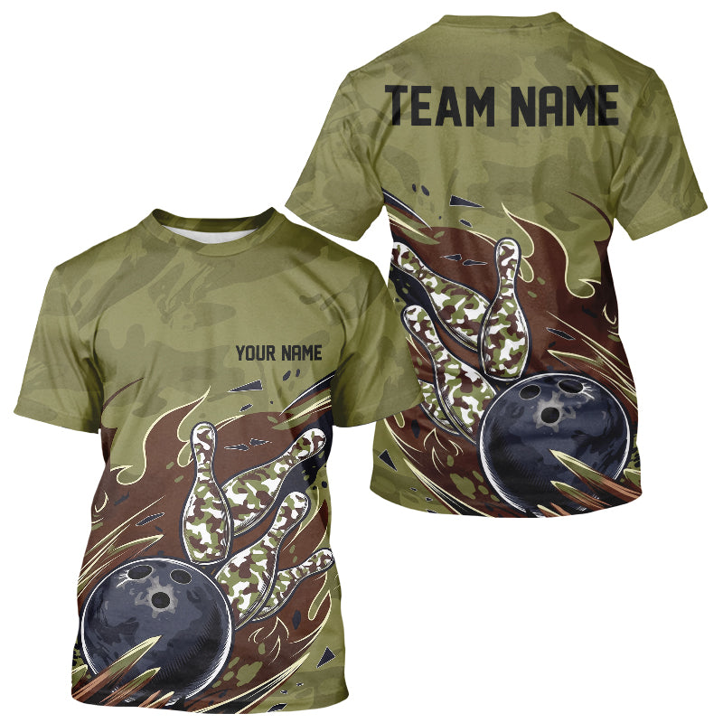 Custom Military Camo Bowling, Patriotic Veteran Flame Camouflage Team