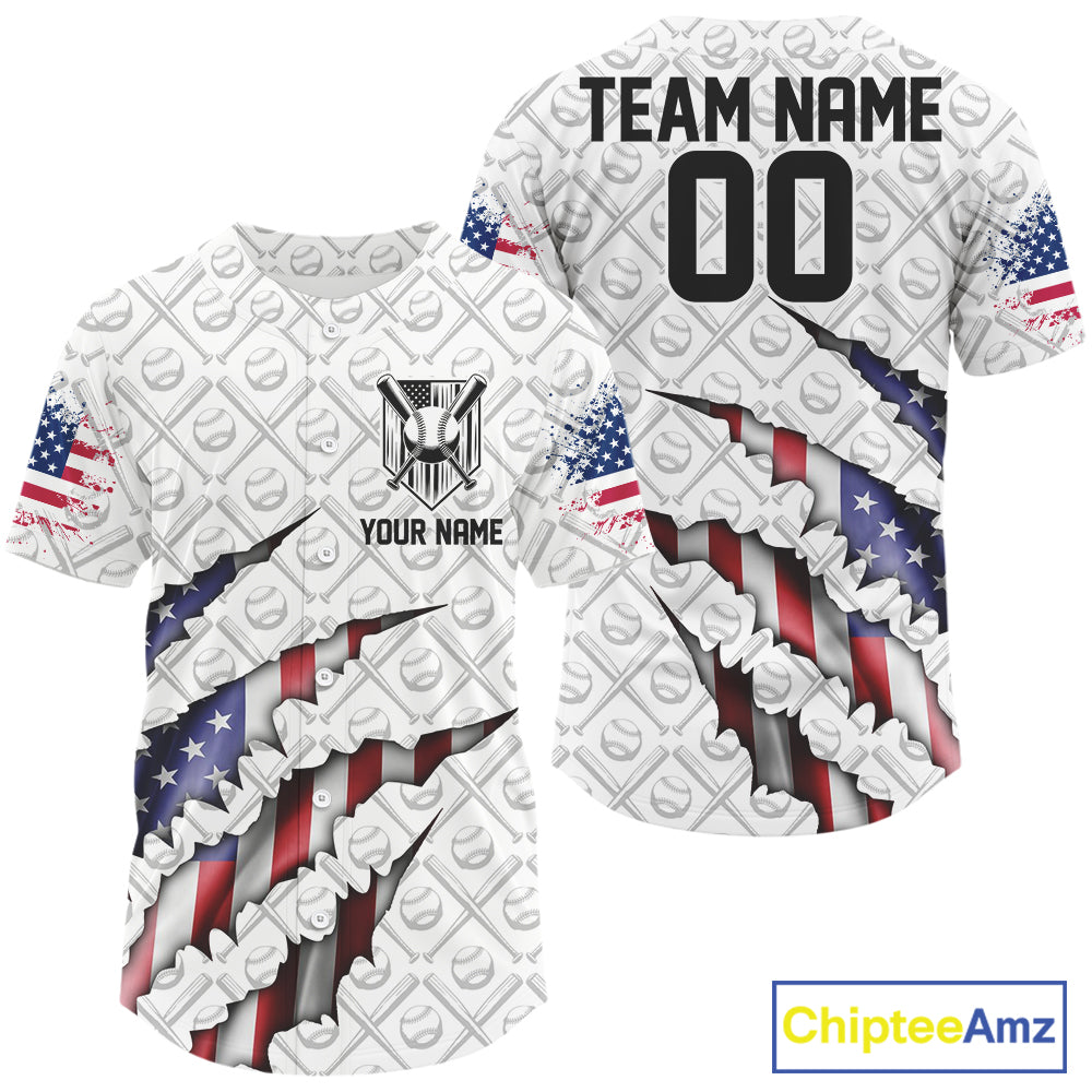 Custom Patriotic US Flag Baseball Jerseys, Baseball Team Uniform Outfit
