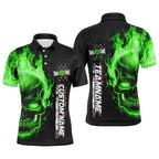 Flame Skull American Flag Custom Team Pickleball Shirts, Patriotic Pickleball Jerseys