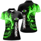 Flame Skull American Flag Custom Team Pickleball Shirts, Patriotic Pickleball Jerseys