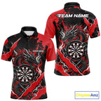 Custom Black And Red Splatter Dragon Claw Marks Dart Polo Shirt, Dart Jersey