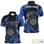 Custom Black And Blue Splatter Dragon Claw Marks Dart Polo Shirt, Dart Jersey
