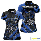 Custom Black And Blue Splatter Dragon Claw Marks Dart Polo Shirt, Dart Jersey