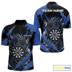 Custom Black And Blue Splatter Dragon Claw Marks Dart Quarter Zip Shirt, Dart Jersey