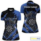 Custom Black And Blue Splatter Dragon Claw Marks Dart Quarter-Zip Shirt Jersey