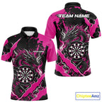 Custom Black And Pink Splatter Dragon Claw Marks Dart Polo Shirt, Dart Jersey