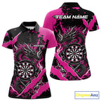Custom Black And Pink Splatter Dragon Claw Marks Dart Polo Shirt, Dart Jersey