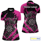 Custom Black And Pink Splatter Dragon Claw Marks Dart Quarter-Zip Shirt Jersey