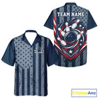 Grunge American Flag Custom Vintage Patriotic Bowling And Button Up Shirt, Bowling Jersey
