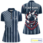 Grunge American Flag Custom Vintage Patriotic Bowling Quarter-Zip Shirt