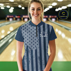 Grunge American Flag Custom Vintage Patriotic Bowling Quarter-Zip Shirt