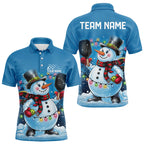 Custom Christmas Snowman Pickleball Polo Shirts, Xmas Pickleball Team Shirt