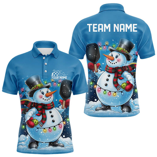 Custom Christmas Snowman Pickleball Polo Shirts, Xmas Pickleball Team Shirt