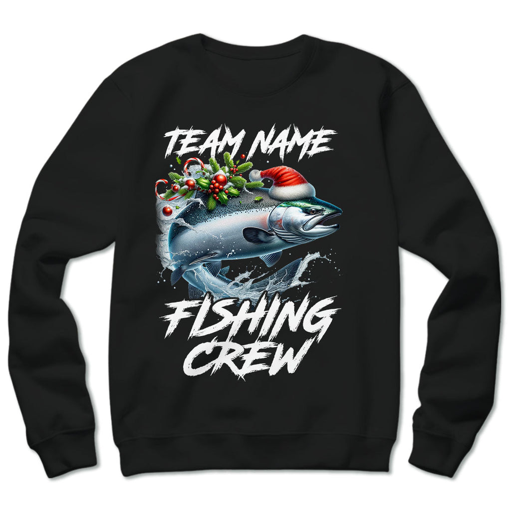 Custom Christmas Chinook Salmon Fishing Team Shirt, Salmon Fishing Crew Sweatshirt Fishing Gifts