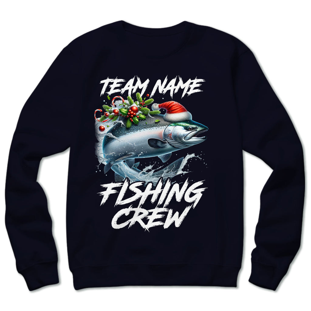 Custom Christmas Chinook Salmon Fishing Team Shirt, Salmon Fishing Crew Sweatshirt Fishing Gifts