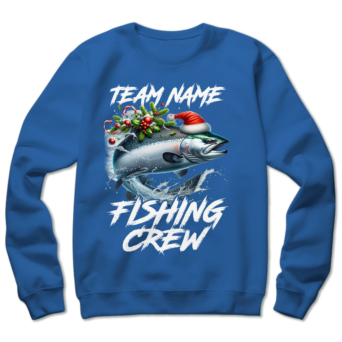 Custom Christmas Chinook Salmon Fishing Team Shirt, Salmon Fishing Crew Sweatshirt Fishing Gifts