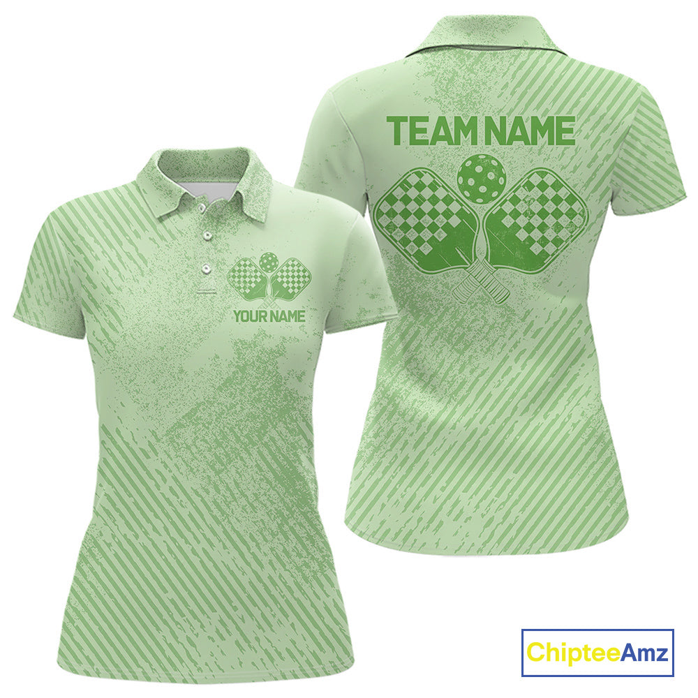 Custom Vintage Green Pickleball Team Polo Shirts, Pickleball Jerseys