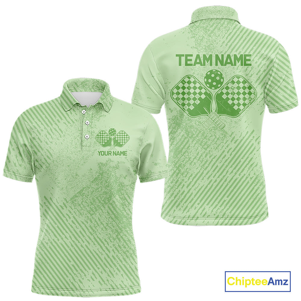 Custom Vintage Green Pickleball Team Polo Shirts, Pickleball Jerseys