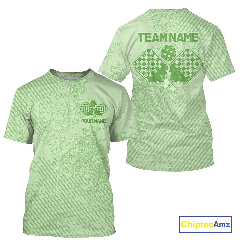Custom Vintage Green Pickleball Team T-Shirts, Pickleball Jerseys