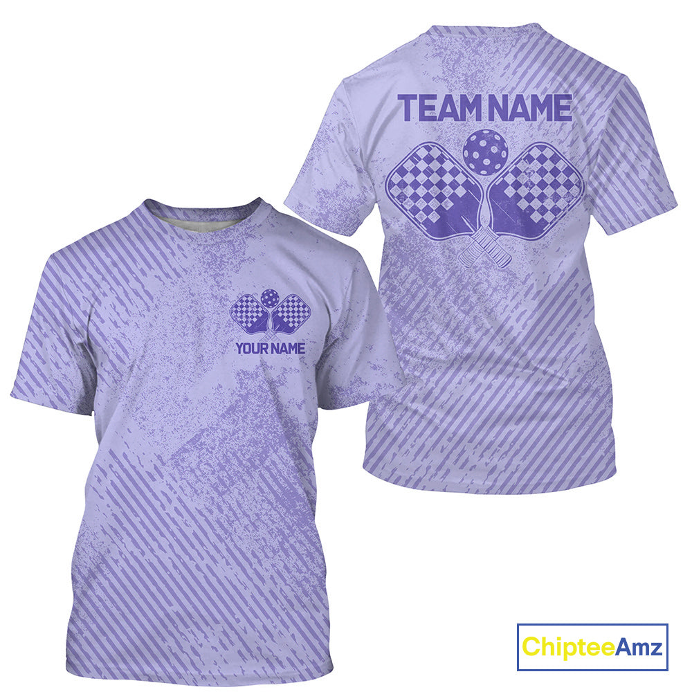 Custom Vintage Purple Pickleball Team T-Shirts, Pickleball Jerseys