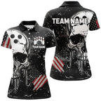 Custom Vintage American Flag Patriotic Bowling Shirts, Skull Bowling Team Shirts