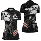 Custom Vintage American Flag Patriotic Bowling Shirts, Skull Bowling Team Shirts