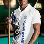 Custom Royal Blue 8 Ball Billiard Team Polo Shirt, Billiard League Jersey