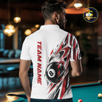 Custom Red 8 Ball Billiard Team Polo Shirt, Billiard League Jersey