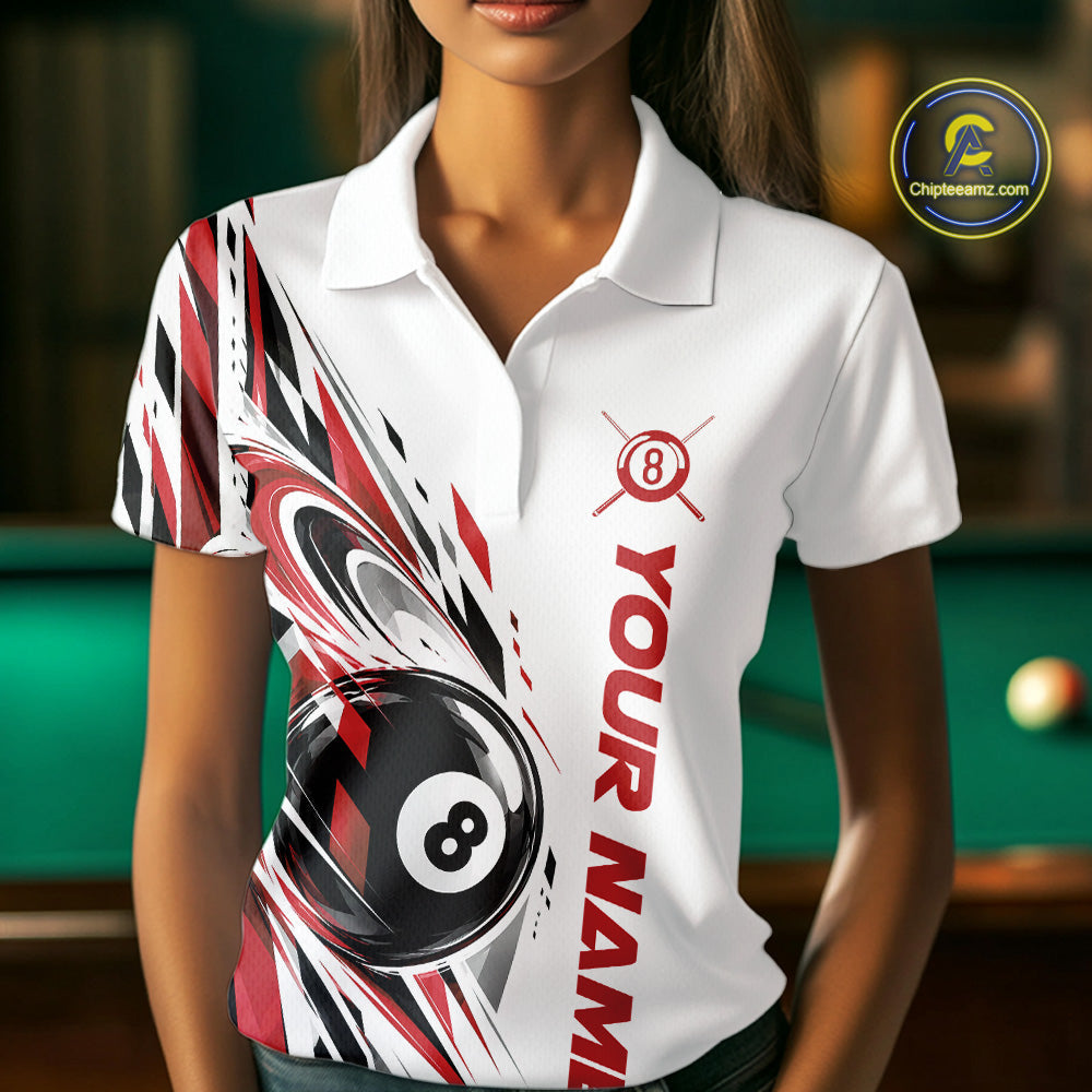 Custom Red 8 Ball Billiard Team Polo Shirt, Billiard League Jersey