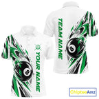 Custom Green 8 Ball Billiard Team Polo Shirt, Billiard League Jersey