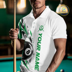 Custom Green 8 Ball Billiard Team Polo Shirt, Billiard League Jersey