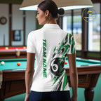 Custom Green 8 Ball Billiard Team Polo Shirt, Billiard League Jersey