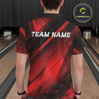 Custom Black And Red Splatter Halftone Bowling Polo Shirts Bowling Team Jerseys