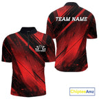 Custom Black And Red Splatter Halftone Bowling Quarter-Zip Shirts Bowling Team Jerseys