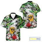 Green Graffiti Theme Custom Funny Beer Bowling And Button Up Shirt, Team Jersey