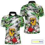 Green Graffiti Theme Custom Funny Beer Bowling Polo Shirt, Team Jersey