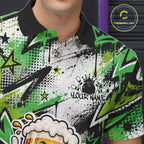Green Graffiti Theme Custom Funny Beer Bowling Polo Shirt, Team Jersey