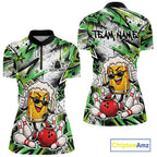 Green Graffiti Theme Custom Funny Beer Bowling Quarter-Zip Shirt, Team Jersey