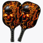 Black And Orange Flame Skull Custom Pickleball Paddle, Halloween Pickleball Paddles Gifts Pickleball Rackets