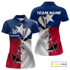 Custom Texas Flag Silver Dart Steel Tip Dart Polo Shirt, Texas Dart Team Jerseys